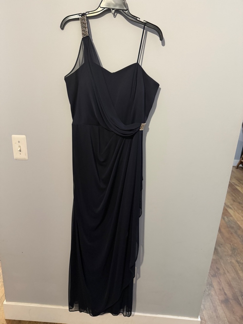 Elegant navy blue One-Shoulder Evening Dress